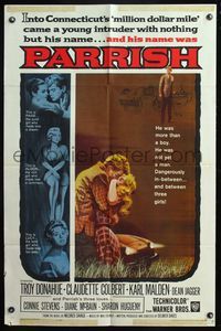 7d726 PARRISH 1sh '61 art of Troy Donahue passionately kissing pretty Connie Stevens!