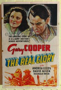 7d767 REAL GLORY other company 1sh '39 Gary Cooper, the story of a U.S. Army doctor's adventures!