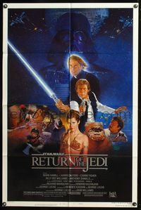 7d773 RETURN OF THE JEDI style B 1sh '83 George Lucas classic, Mark Hamill, Harrison Ford, Sano art