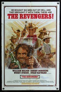 7d775 REVENGERS style A 1sh '72 Daniel Mann, William Holden, Ernest Borgnine, Joe Smith art!