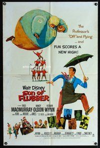 7d850 SON OF FLUBBER 1sh R70 Walt Disney, art of absent-minded professor Fred MacMurray!