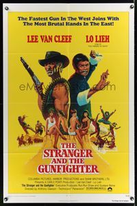 7d871 STRANGER & THE GUNFIGHTER 1sh '76 Ken Barr art of Lee Van Cleef, Lo Lieh & sexy girls!