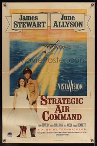 7d872 STRATEGIC AIR COMMAND 1sh '55 military pilot James Stewart, June Allyson, cool airplane art!