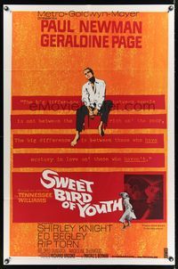 7d885 SWEET BIRD OF YOUTH 1sh '62 Paul Newman, Geraldine Page, from Tennessee Williams' play!