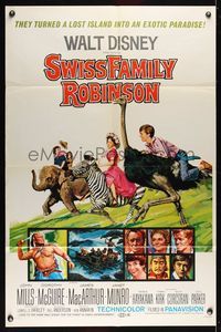 7d890 SWISS FAMILY ROBINSON 1sh R72 John Mills, Walt Disney family fantasy classic!