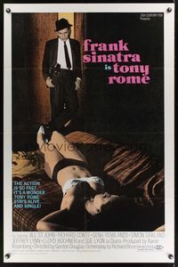 7d922 TONY ROME 1sh '67 detective Frank Sinatra w/gun & sexy near-naked girl on bed!