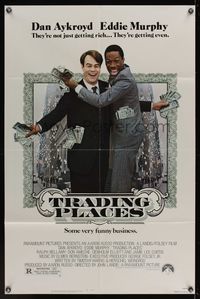 7d933 TRADING PLACES 1sh '83 Dan Aykroyd & Eddie Murphy are getting rich & getting even!