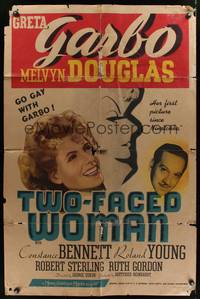 7d946 TWO-FACED WOMAN style C 1sh '41 Melvyn Douglas goes gay with pretty Greta Garbo!