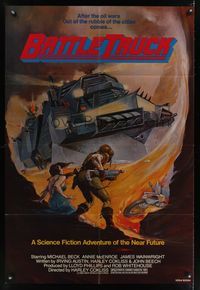 7d963 WARLORDS OF THE 21ST CENTURY 1sh '82 Battle Truck, cool apocalypse action art!