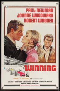 7d984 WINNING 1sh '69 Paul Newman, Joanne Woodward, Indy car racing art by Howard Terpning!