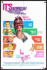 7d986 WOMAN TIMES SEVEN 1sh '67 sexy Shirley MacLaine is as naughty as a pink lace nightgown!