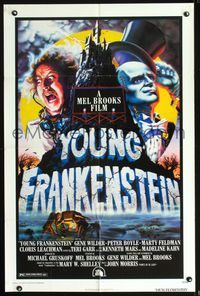 7d997 YOUNG FRANKENSTEIN 1sh '74 Mel Brooks, art of Gene Wilder, Peter Boyle & Marty Feldman!