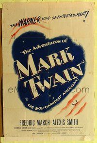 7e014 ADVENTURES OF MARK TWAIN 1sh '44 Fredric March as Twain, the gol-darndest American!
