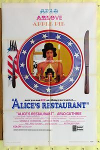 7e019 ALICE'S RESTAURANT int'l 1sh '69 Arlo Guthrie, Arthur Penn, musical comedy!