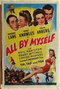 7e020 ALL BY MYSELF 1sh '43 Rosemary Lane, Evelyn Ankers, Patric Knowles!