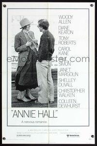 7e030 ANNIE HALL 1sh '77 full-length Woody Allen & Diane Keaton, a nervous romance!