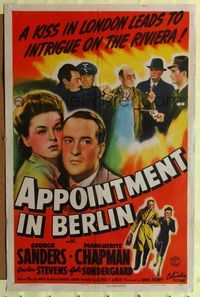 7e034 APPOINTMENT IN BERLIN 1sh '43 George Sanders, Marguerite Chapman, Onslow Stevens!