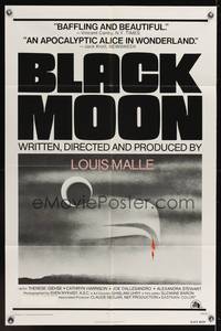 7e076 BLACK MOON 1sh '75 Louis Malle, Therese Giehse, cool surreal artwork!