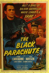 7e078 BLACK PARACHUTE 1sh '44 Larry Parks, a band of balkan guerrillas leaded by a Yank!