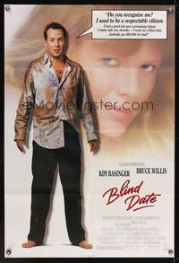 7e082 BLIND DATE 1sh '87 sexy Kim Basinger, down-on-his-luck Bruce Willis used to be respectable!
