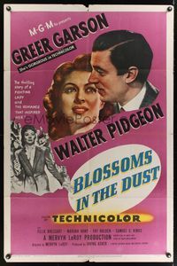 7e088 BLOSSOMS IN THE DUST 1sh R50 fighting lady Greer Garson, Walter Pidgeon!