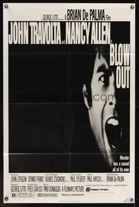 7e089 BLOW OUT 1sh '81 John Travolta, Brian De Palma, murder has a sound all of its own!