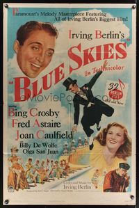 7e090 BLUE SKIES 1sh '46 art of dancing Fred Astaire & Bing Crosby, Joan Caulfield, Irving Berlin