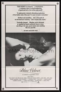 7e092 BLUE VELVET 1sh '86 directed by David Lynch, sexy Isabella Rossellini, Kyle McLachlan