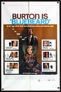 7e093 BLUEBEARD 1sh '72 serial killer Richard Burton, Joey Heatherton has a beautiful body!