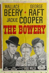 7e105 BOWERY 1sh R46 art of George Raft, Jackie Cooper, & Wallace Beery!