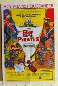 7e107 BOY & THE PIRATES 1sh '60 Charles Herbert, the most amazing adventure a boy ever lived!