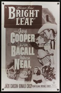 7e116 BRIGHT LEAF 1sh R57 great romantic close up of Gary Cooper & sexy Lauren Bacall!