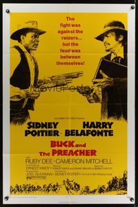 7e125 BUCK & THE PREACHER 1sh '72 Sidney Poitier and Harry Belafonte face off!