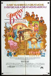 7e128 BUGSY MALONE 1sh '76 Jodie Foster, Scott Baio, cool art of juvenile gangsters by C. Moll!