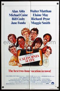 7e137 CALIFORNIA SUITE 1sh '78 Alan Alda, Michael Caine, Fonda, all-star cast Drew Struzan art!