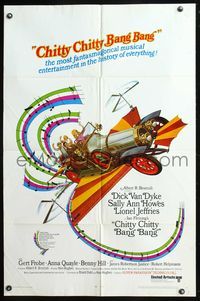 7e149 CHITTY CHITTY BANG BANG 1sh '69 Dick Van Dyke, Sally Ann Howes, artwork of wild flying car!
