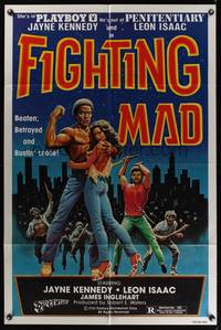 7e253 FIGHTING MAD 1sh '78 Leon & Jayne Kennedy, beaten, betrayed, and bustin' loose!