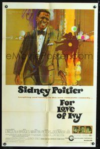 7e265 FOR LOVE OF IVY 1sh '68 Daniel Mann, cool artwork of Sidney Poitier!