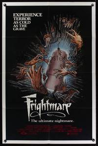 7e275 FRIGHTMARE 1sh '83 terror as cold as the grave, wild horror art of dismembered hands!