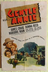 7e286 GENTLE ANNIE 1sh '45 great western image of Donna Reed, James Craig, & Marjorie Main!
