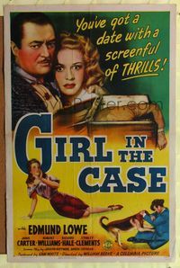 7e292 GIRL IN THE CASE 1sh '44 Edmund Lowe, Janis Carter, a date with a screeful of thrills!