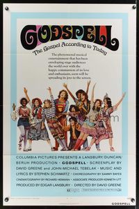 7e294 GODSPELL 1sh '73 David Greene classic religious musical, great cast portrait!