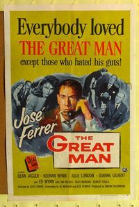 7e304 GREAT MAN 1sh '57 Jose Ferrer exposes a great fake, with help from Julie London!