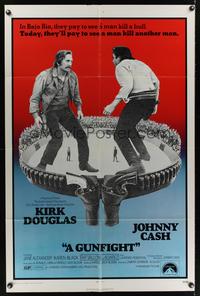 7e315 GUNFIGHT 1sh '71 people pay to see Kirk Douglas and Johnny Cash try to kill each other!