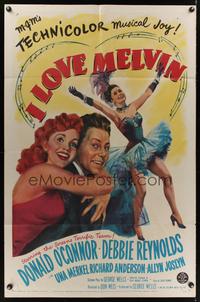 7e397 I LOVE MELVIN 1sh '53 great romantic art of Donald O'Connor & Debbie Reynolds!
