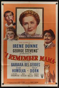7e400 I REMEMBER MAMA 1sh '48 Irene Dunne, Barbara Bel Geddes, directed by George Stevens!