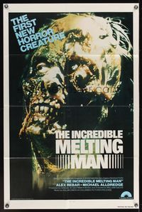 7e414 INCREDIBLE MELTING MAN int'l 1sh '77 AIP gruesome color close-up of new horror creature!