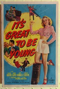 7e434 IT'S GREAT TO BE YOUNG 1sh '46 sexy Leslie Brooks & teen swing dancers!