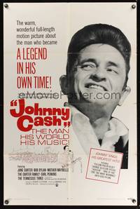 7e442 JOHNNY CASH 1sh '69 great portrait of most famous country music star!