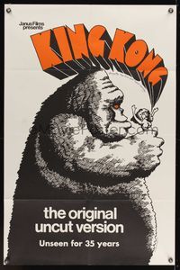 7e454 KING KONG 1sh R68 Fay Wray, Robert Armstrong, cool comic art by Lee J. Reedy!